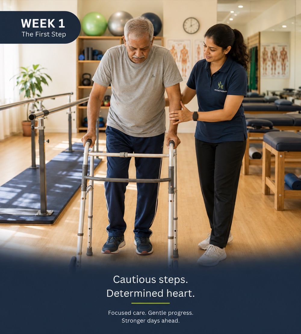 Week 1: patient walking with a walker